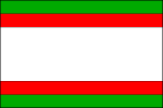 List tvoří pět vodorovných pruhů, zelený, červený, bílý, červený a zelený, v poměru 1_1_4_1_1. Poměr šířky k délce listu je 2_3. Vlajka Kamenický Šenov