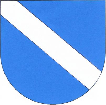 V modrém štítě stříbrné kosmé břevno. Znak Bělá nad Svitavou