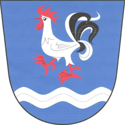 V modrém štítě nad sníženým stříbrným vlnitým břevnem stříbrný vykračující kohout s červenou zbrojí a ocasními pery střídavě stříbrnými a černými. Znak Bítovčice