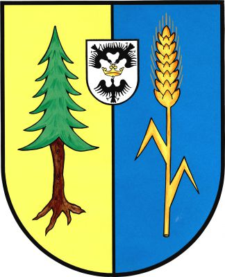 Ve zlato-modře polceném štítě vpravo vykořeněná jedle přirozených barev, vlevo zlatý obilný klas. V horní části štítu na poltící linii stříbrný štítek se třemi černými, do středu se slétajícími havrany, držícími v zobácích zlatou korunu. Znak Bohdalovice