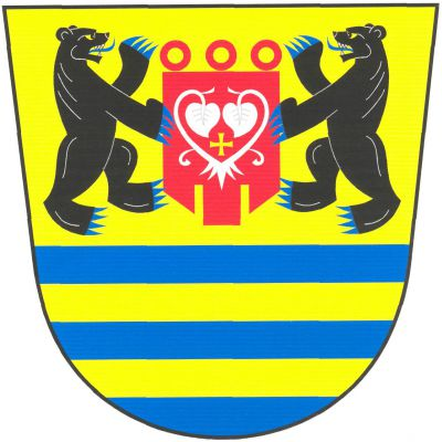 Ve zlato - modře děleném štítě nahoře dva vztyčení přivrácení černí medvědi s modrou zbrojí a jazyky, držící svěšený červený list gonfanonu se třemi cípy a třemi závěsnými kroužky, v něm stříbrná vykořeněná lekna, mezi nimi zlatý křížek. Dole dvě zlatá břevna. Znak Bořetín