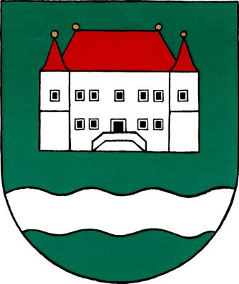 V zeleném štítě nad sníženým stříbrným vlnitým břevnem stříbrná patrová budova zámku s valbovou střechou se dvěma makovicemi a s dvěma nárožními věžicemi se stanovými střechami s makovicemi, střechy červené, makovice zlaté. Zámek má oboustranné schodiště, v přízemí dveře a čtyři okna, v patře pět oken, věžice po okně v patře, dveře a okna černá. Znak Boskovštejn