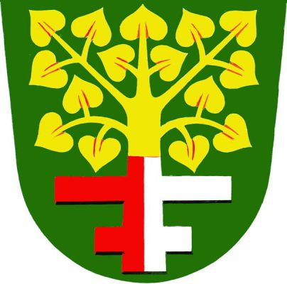 V zeleném štítě vyrůstá z obráceného, červeno-stříbrně polceného patriaršího kříže zlatá lípa. Znak Braníškov