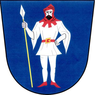 V modrém štítě stříbrně oděný vousatý zbrojnoš s červenou kápí, botami a opaskem se zlatou přezkou, držící v pravici vztyčené stříbrné kopí na zlatém ratišti. Znak Cehnice