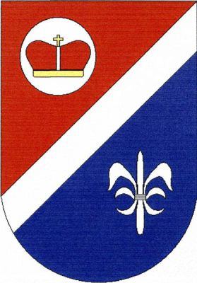 Šikmým bílým břevnem červeno-modře dělený štít, nahoře ve stříbrném kotouči knížecí koruna, dole stříbrná lilie. Znak Cerekvice nad Loučnou