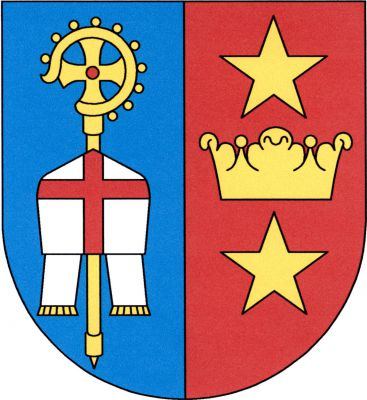 V modro - červeně polceném štítě vpravo zlatá berla, dole přeložená stříbrnou mitrou s červeným latinským křížem do krajů a fimbriemi, vlevo koruna provázená nahoře a dole pětihrotou hvězdou, vše zlaté. Znak Černěves