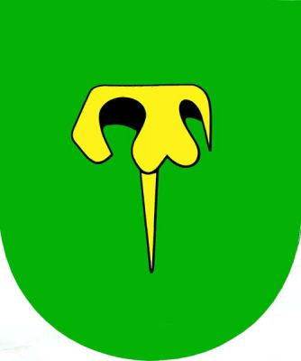 V zeleném štítě zlatý šerk (cvoček do bot). Znak Cheznovice
