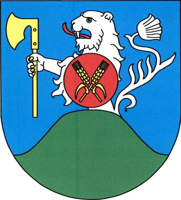 V modrém štítě ze zeleného vrchu vyrůstá stříbrný lev s červeným jazykem, stříbrnými zuby a zlatou zbrojí, držící v pravé tlapě zlatou sekeru a v levé na hrudi červený kruhový štít se zkříženými zlatými obilnými klasy, každý s odkloněným listem. Znak Chraberce
