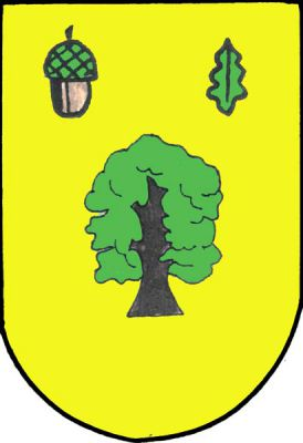 Ve zlatém štítě vykořeněný dub provázený nahoře žaludem a listem, vše přirozených barev. Znak Dalovice