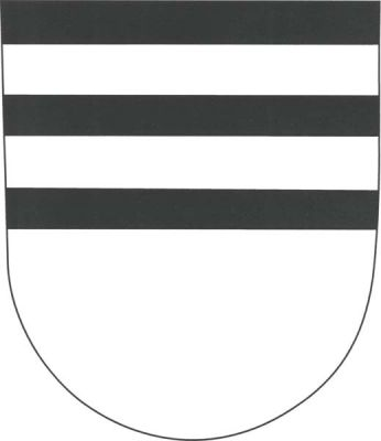 Černo-stříbrně dělený štít, nahoře dvě stříbrná břevna. Znak Dambořice