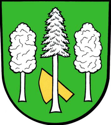 V zeleném štítě tři uťaté stříbrné stromy, vyšší jehličnatý mezi listnatými, dole kosmo podložený vztyčenou zlatou radlicí. Znak Daskabát