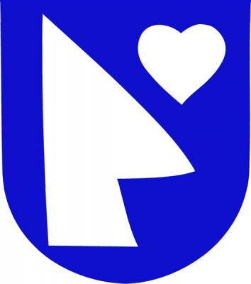 V modrém štítě doleva obrácená vztyčená radlice provázená vlevo nahoře srdcem, obojí stříbrné. Znak Dědice