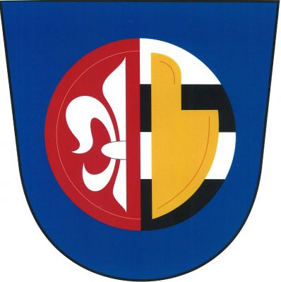 V modrém štítě polcený kotouč, vpravo červený s půlí stříbrné lilie, vlevo třikrát stříbrno-černě dělený se zlatou radlicí obrácenou doleva. Znak Dobročkovice