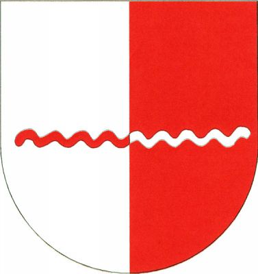 Ve stříbrno-červeně polceném štítě oboustranně zkrácené vlnité břevno opačných barev. Znak Holasice