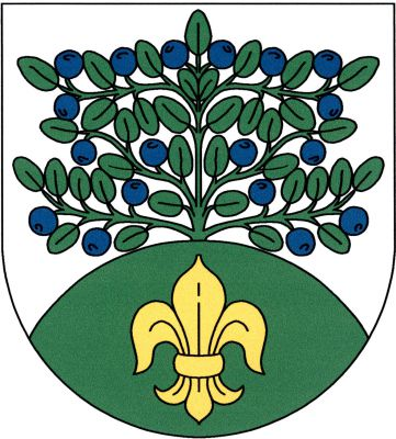 Ve stříbrném štítě zelený borůvkový keř s modrými plody vyrůstající ze zeleného vrchu se zlatou lilií. Znak Horka