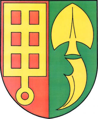 V červeno-zeleně polceném štítě vpravo vztyčený rošt, vlevo nahoře čelně vztyčená radlice, dole krojidlo, vše zlaté. Znak Horní Štěpánov