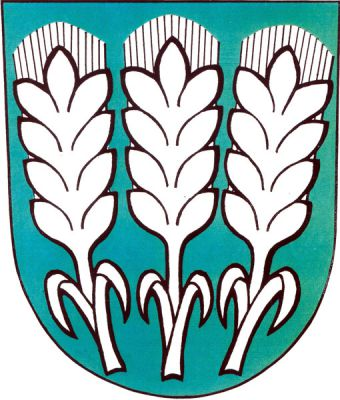 V zeleném štítě tři stříbrné obilné klasy. Znak Janovice