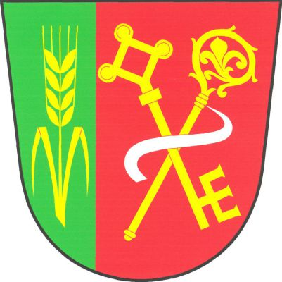 V zeleno - červeně vpravo polceném štítě vpravo zlatý obilný klas se dvěma listy, vlevo kosmo postavený zlatý gotický klíč zuby ven, šikmo podložený zlatou berlou, závitem doleva, se stříbrným sudariem. Znak Jílovice