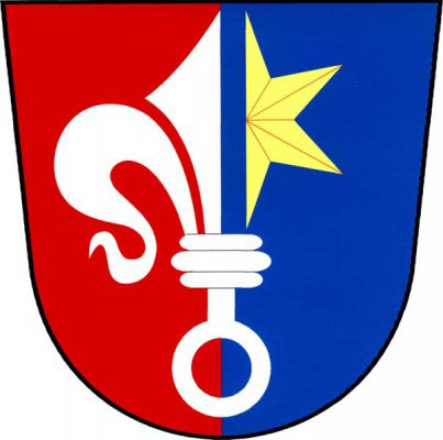 V červeno-modře polceném štítě stříbrné žezlo s kruhem zakončeným držadlem, z něhož doprava vyrůstá půl stříbrné lilie provázené vlevo půlí zlaté osmihroté hvězdy. Znak Jiřice u Miroslavi