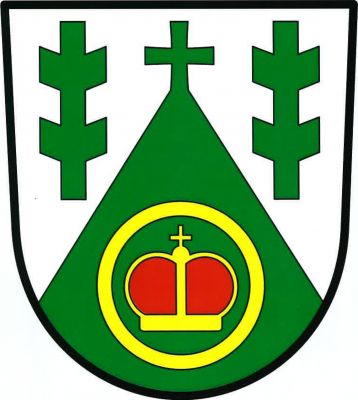 Ve stříbrném štítě zelený snížený hrot zakončený křížem a provázený dvěma vztyčenými zelenými ostrvemi o čtyřech sucích (2, 2). V hrotu knížecí čepice ve zlatém kruhu. Znak Kladruby