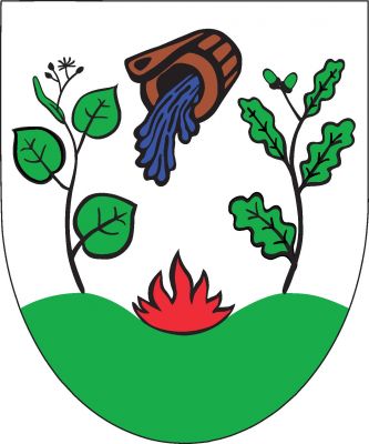 Ve stříbrném štítě zelené dvojvrší, mezi vrchy červený oheň. Z vrchů vyrůstají vpravo lipová a vlevo dubová ratolest, obojí zelené. Nahoře mezi nimi šikmo putna přirozené barvy s vytékající vodou. Znak Krasíkov