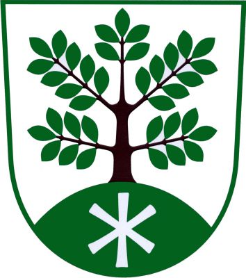 Ve stříbrném štítě jasan přirozené barvy vyrůstající ze zeleného návrší se stříbrným christogram tvořený řeckými přeloženými písmeny ióta a chí. Znak Křišťanovice