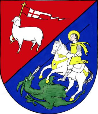 Červeno-modře šikmo dělený štít. Nahoře stříbrný beránek nesoucí stříbrnou korouhev s červeným heroldským křížem, dole sv. Jiří ve zlaté zbroji na stříbrném koni probodávající zeleného draka. Znak Kunvald