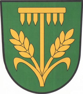 V zeleném štítě hrábě vyrůstající ze dvou dole spojených odkloněných obilných klasů s listy, vše zlaté. Znak Libhošť