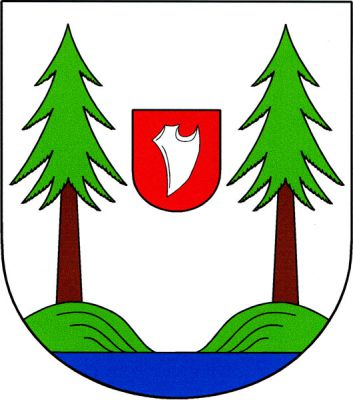 Ve stříbrném štítě na modré patě dva zelené pahorky, na každém smrk přirozených barev. Mezi nimi červený štítek se stříbrnou radlicí. Znak Lichkov