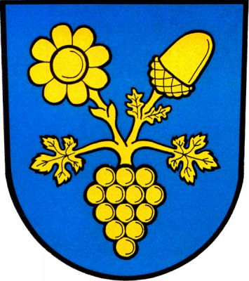 V modrém štítě vinný hrozen se dvěma listy, z něhož vyrůstají na stoncích se dvěma lístky vpravo osmilistý květ, vlevo žalud, vše zlaté. Znak Lichnov