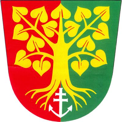 V červeno-zeleně polceném štítě zlatá vykořeněná lípa, uprostřed mezi kořeny stříbrný patriarší kříž zakončený kotvou. Znak Lipůvka