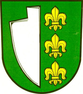 V zeleném štítě vpravo stříbrná postvená radlice, vlevo tři zlaté lilie pod sebou. Znak Mankovice