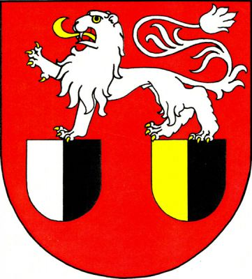 V červeném štítě stříbrný kráčející lev se zlatou zbrojí a jazykem, stojící na dvou štítcích vedle sebe. Pravý štítek stříbrno-černý, levý zlato-černý. Znak Markvartice