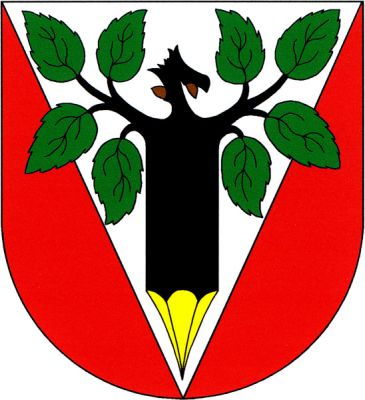 V červeném štítě se stříbrným klínem černý vrbový kmen, dole zlatě zahrocený, nahoře zlomená větévka se dvěma pupeny mezi dvěma větvemi, každá se čtyřmi zelenými listy. Znak Miřetice