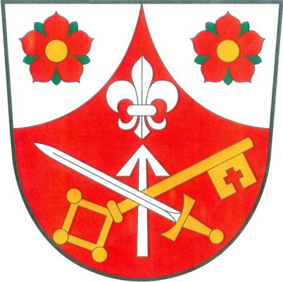 Ve stříbrném štítě zvýšený červený vydutý hrot, v něm vztyčená stříbrná střela šikmo přeložená zlatým gotickým klíčem a kosmo stříbrným mečem se zlatým jílcem, převýšená stříbrnou lilií. V rozích štítu dvě červené růže se zlatými semeníky a zelenými kališními lístky. Znak Morašice