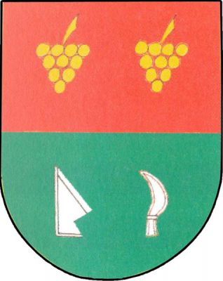 Červeno-zeleně dělený štít, nahoře dva zlaté vinné hrozny, dole vztyčená radlice a kosíř, obojí stříbrné a přivrácené. Znak Morkůvky