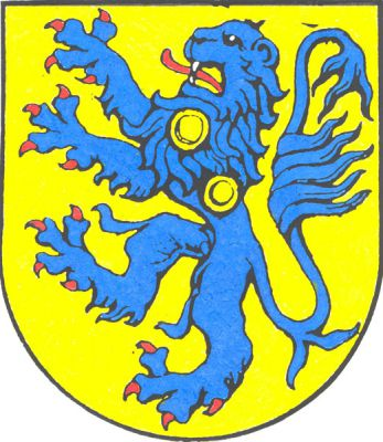 Ve zlatém štítě modrý lev s červenou zbrojí se dvěma zlatými kotoučky na horní části trupu. Znak Nemojov