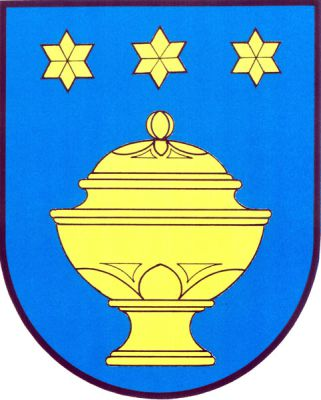 V modrém štítě dóza na masti, nad ní tři hvězdy vedle sebe, vše zlaté. Znak Nepolisy