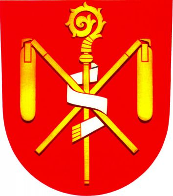 V červeném štítě zkřížené zlaté cepy a přes ně položena zlatá berla, jejíž stříbrné vellum obtáčí křížení. Znak Opatovice