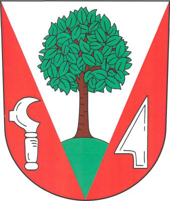 V červeném štítě ve stříbrném klínu listnatý strom (ořešák) přirozené barvy na zeleném návrší. Klín provázejí vinařský nůž - kosíř a radlice, obojí vztyčené, přivrácené a stříbrné. Znak Ořechov