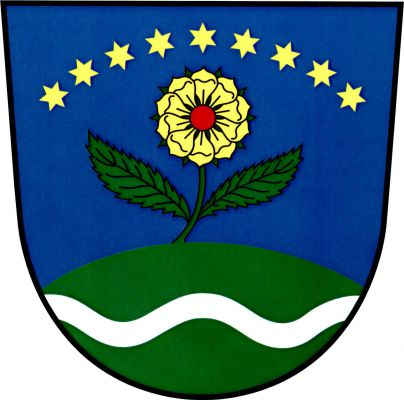 V modrém štítě ze zeleného návrší se stříbrným vlnitým břevnem vyrůstá na šikmo prohnutém zeleném stonku se dvěma listy zlatá desetilistá růže s červeným semeníkem a zelenými kališními lístky převýšená do oblouku devíti zlatými hvězdami. Znak Orlické Podhůří