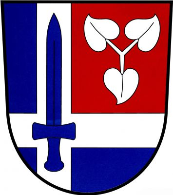 V modrém štítě stříbrný petrský kříž do krajů a doprava, v něm modrý vztyčený meč. Levé horní pole červené se stříbrným leknínovým trojlistem. Znak Paračov