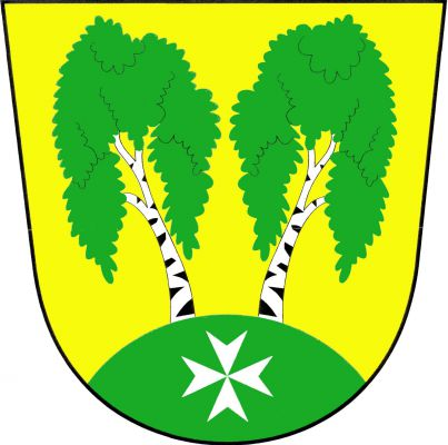 Ve zlatém štítě na zeleném návrší se stříbrným maltézským křížem dvě odkloněné břízy přirozené barvy. Znak Praha-Březiněves