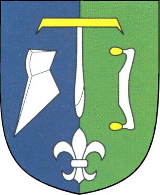 V modro-zeleně polceném štítě nad stříbrnou lilií stříbrný nebozez se zlatou rukojetí, provázený vpravo stříbrnou radlicí, vlevo stříbrným pořízem se zlatými rukojeťmi. Znak Protivanov