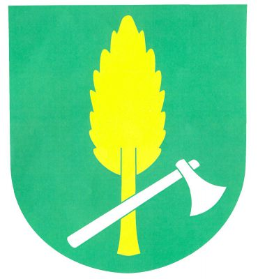 V zeleném štítě zlatý topol s kmenem šikmo přeloženým stříbrnou sekerou. Znak Řídeč