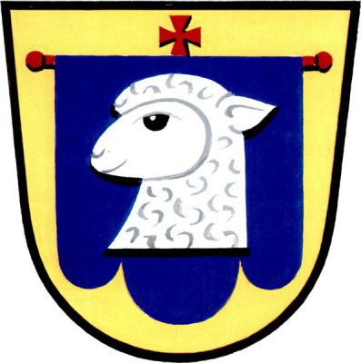 Ve zlatém štítě v modré korouhvi s červeným křížovým ráhnem a tlapatým křížkem uprostřed stříbrná hlava ovce s krkem. Znak Salaš