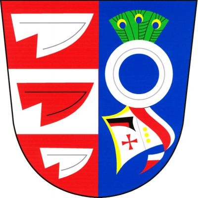 Polcený štít, pravé pole červeno-stříbrno-červeně dělené se třemi položenými radlicemi opačných barev, v levém modrém poli stříbrný kolčí helm, klenotem prázdný stříbrný kotouč se třemi zelenými pavími pery, červeno-stříbrná přikrývka. Znak Šelešovice