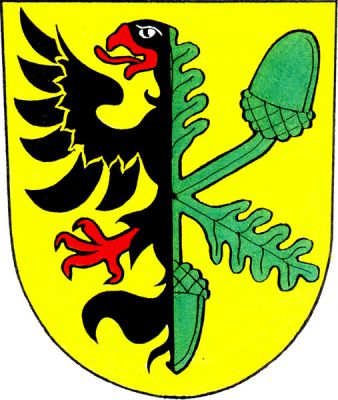 Ve zlatém štítě půl černé orlice s červenou zbrojí spojené s polovinou zelené dubové ratolesti s viditelným polovičním a celým listem i žaludem. Znak Šilheřovice
