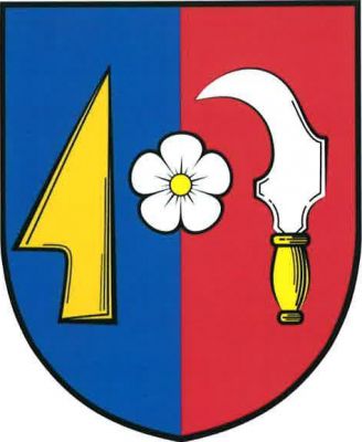 V modro-červeně polceném štítě stříbrný třešňový květ se zlatým středem mezi vztyčenou zlatou radlicí a stříbrným vinařským nožem-kosířem se zlatou rukojetí. Znak Silůvky
