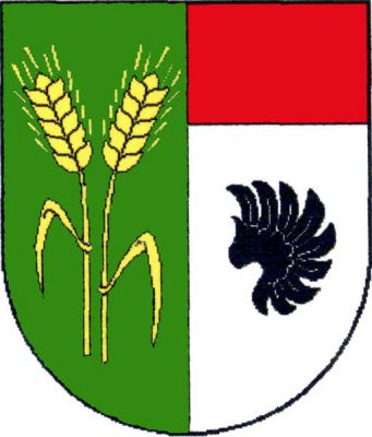 V zeleno-stříbrně polceném štítě vpravo dva zlaté obilné klasy, vlevo pod červenou hlavou černé orlí křídlo. Znak Sivice